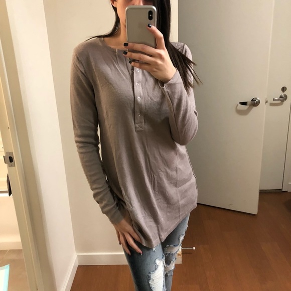 Lilac Grey Henley - Picture 4 of 6